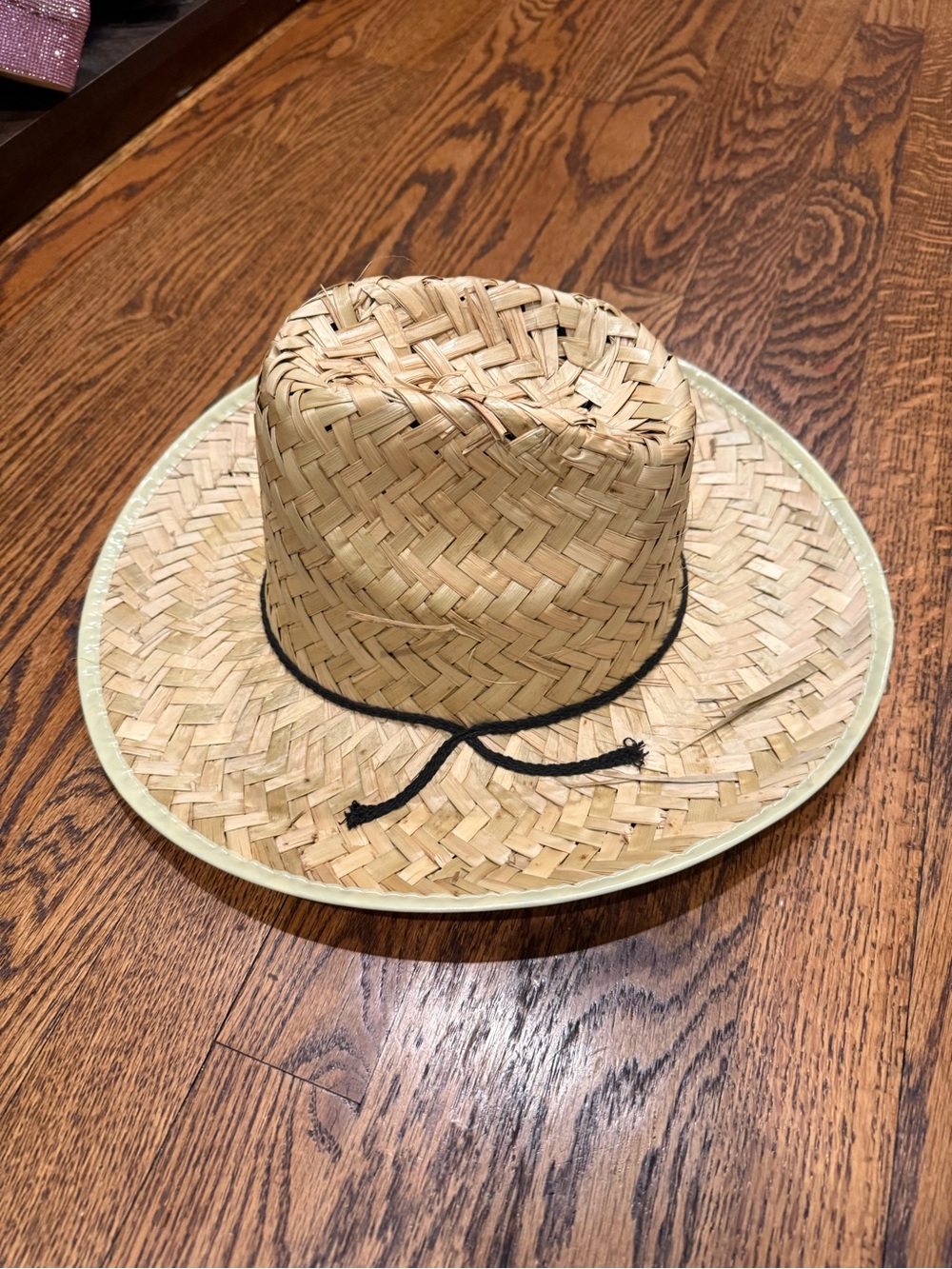 Woven Straw Sun Hat with Chin Cord - Natural